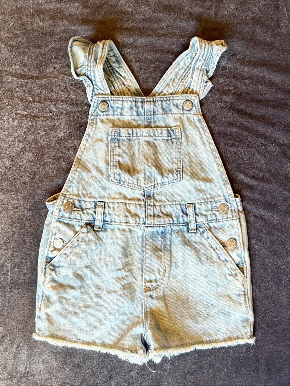 Baby Gap Ruffle Strap Denim Overalls Shorts Light Wash Size 5 Toddler